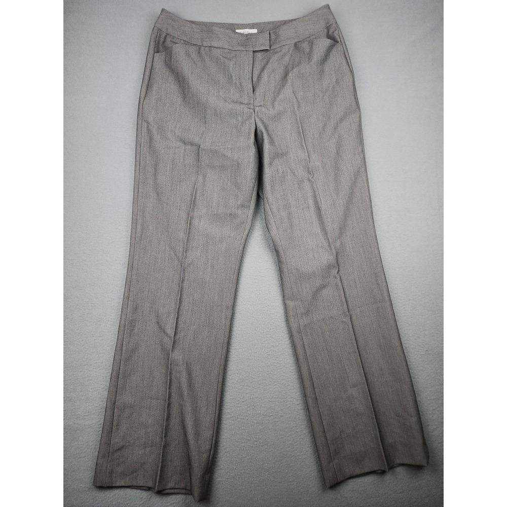 Calvin Klein Dress Pants Womens 12 Gray Straight Leg Twill Lined Stretch Work
